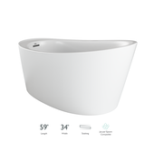 BRIA™ 5934 Deck Mount Compatible Acrylic Freestanding Soaking Slipper Bath End Drain White with Chrome Drain